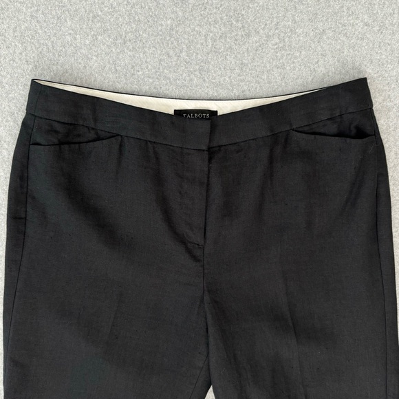 Talbots Womens Pants Size 12 Petite Linen Capri Culottes 34 x 21 Black Pockets - Picture 2 of 15
